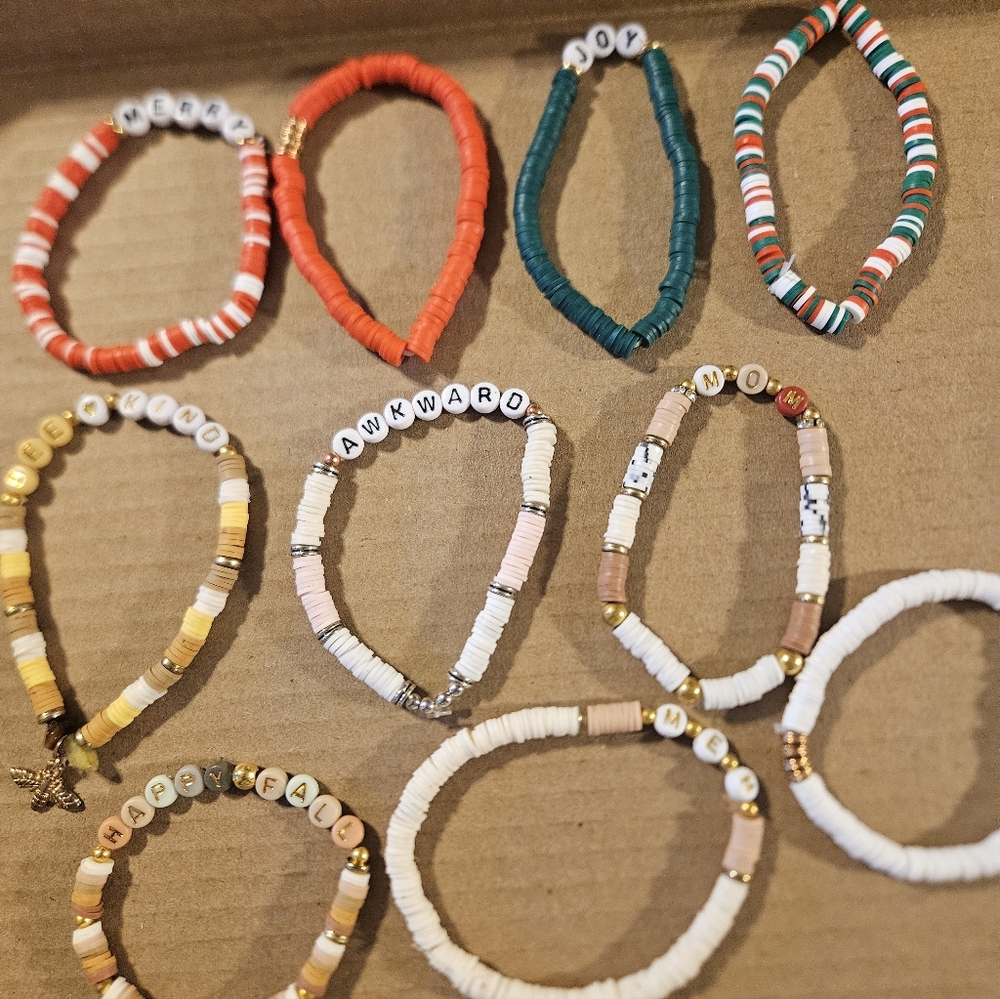 Lot 10 Piece Heishi handmade stretch bracelets
